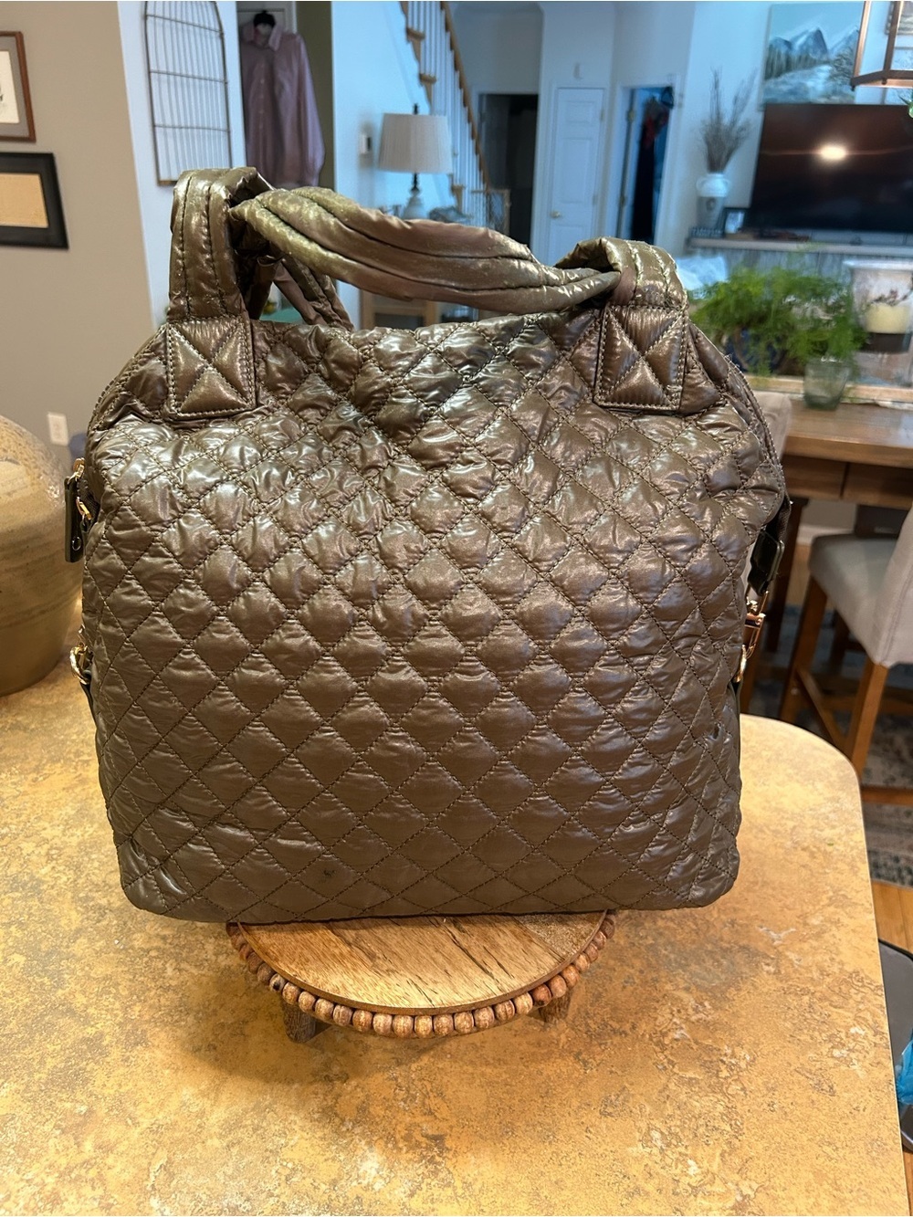 Urban Fit Urban Expressions Quilted Olive Large Women's Tote Bag